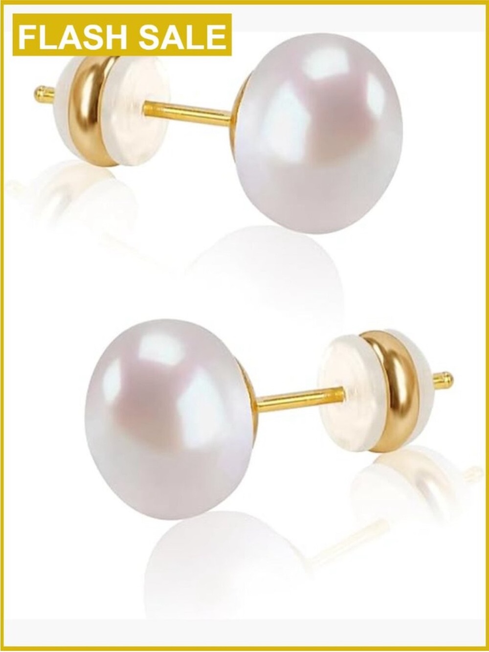 Freshwater Pearl Stud Earrings 925 Sterling Silver 18K Gold Plated